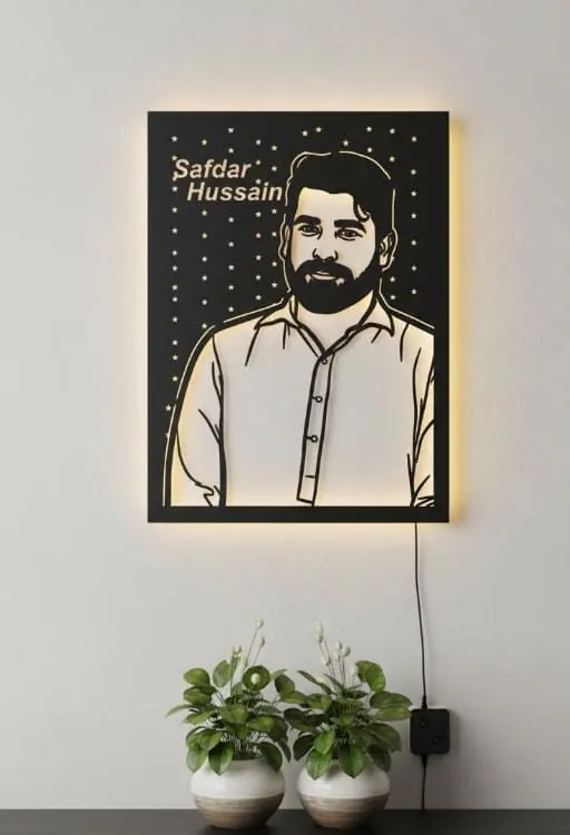 Custom bearded-man portrait in steel