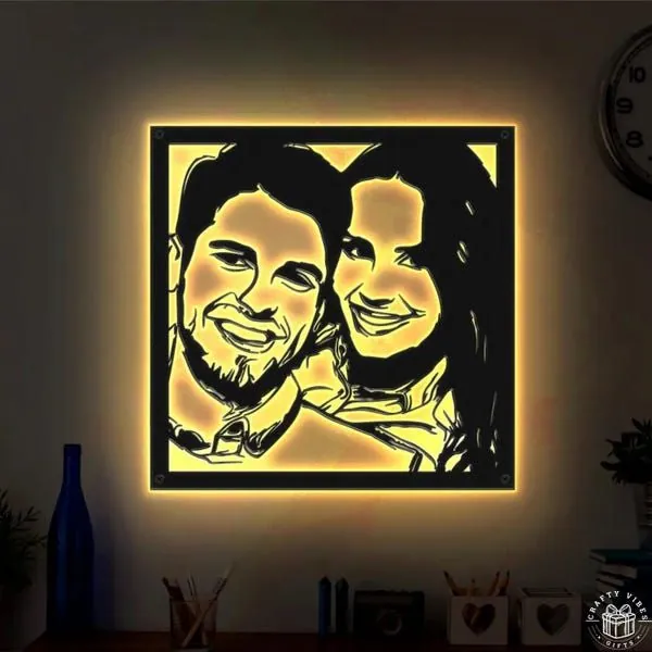 Square couple portrait with warm LED