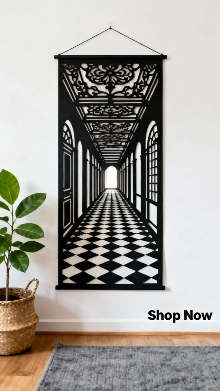 One-point-perspective corridor scene
