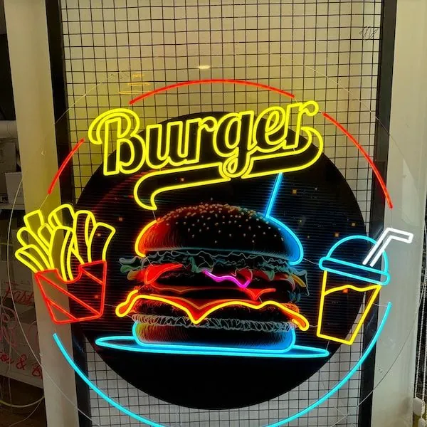 Illustrated Burger Neon Disc