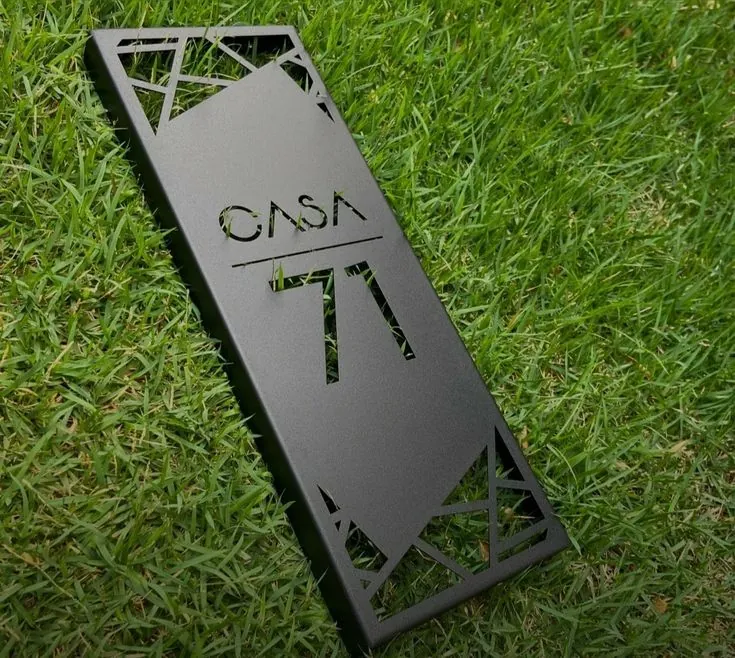 Steel garden sign with cut-through lettering