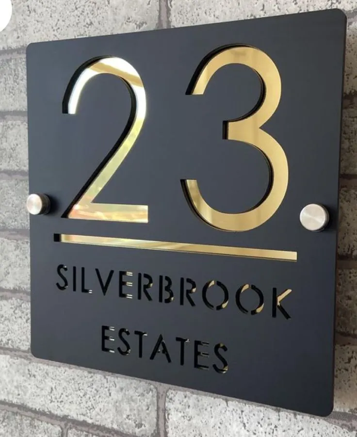 Modern gold house number